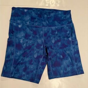 all in motion Blue Abstract High-Rise Bike Shorts with Side Pockets